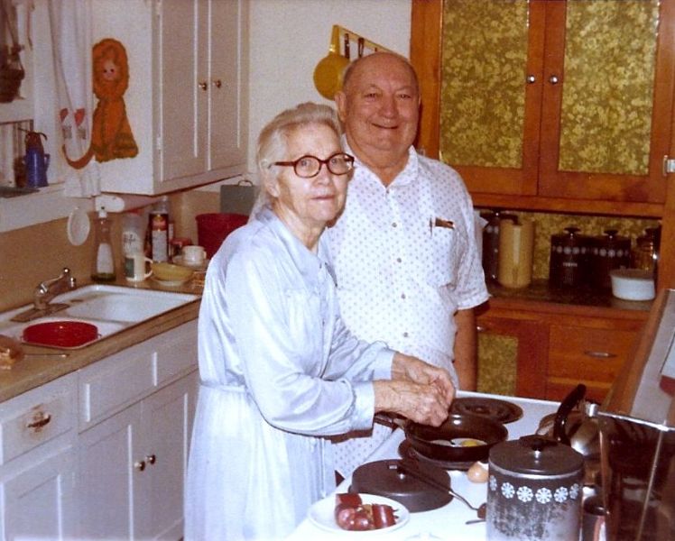 Carolina and Ernest in their kitchen, 1981